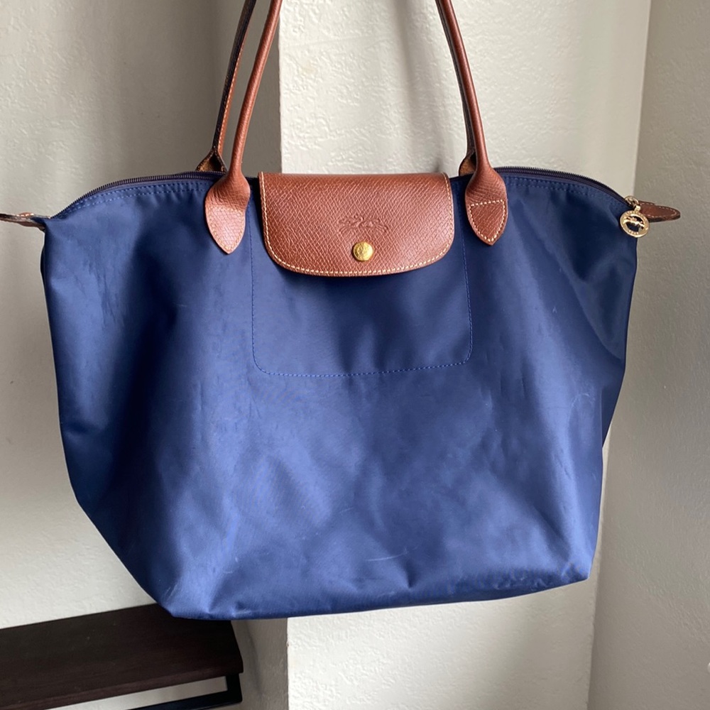 Longchamp Le Pliage Original Large Shoulder Nylon Bag  Tote Navy Blue